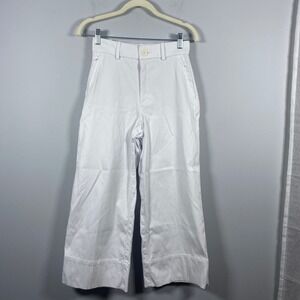 Spanx Wide Leg Pants Womens XS White High Rise Stretch Twill Cropped 21418Q